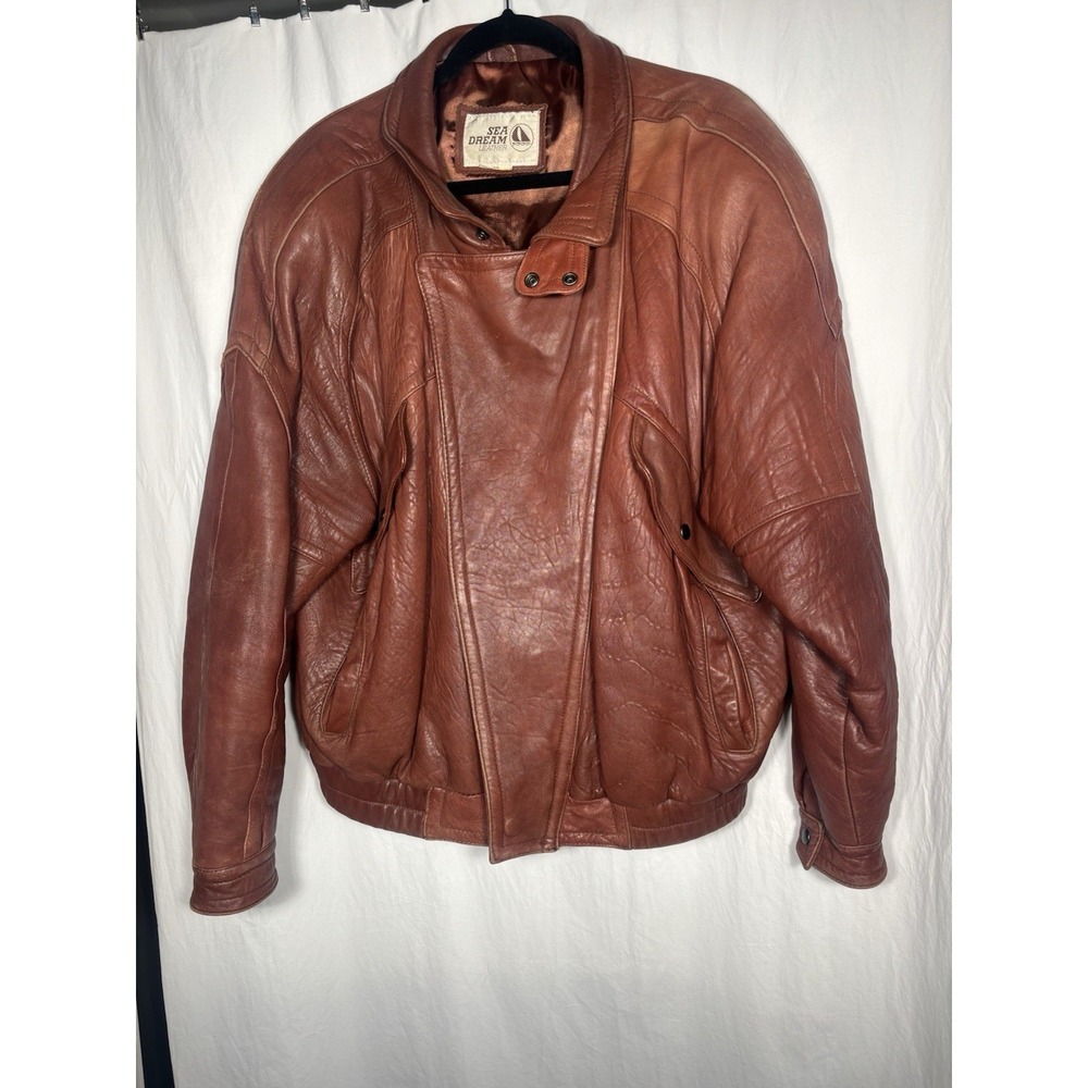 Sea Dream Leather Vintage Jacket Size 46 Brown MM11